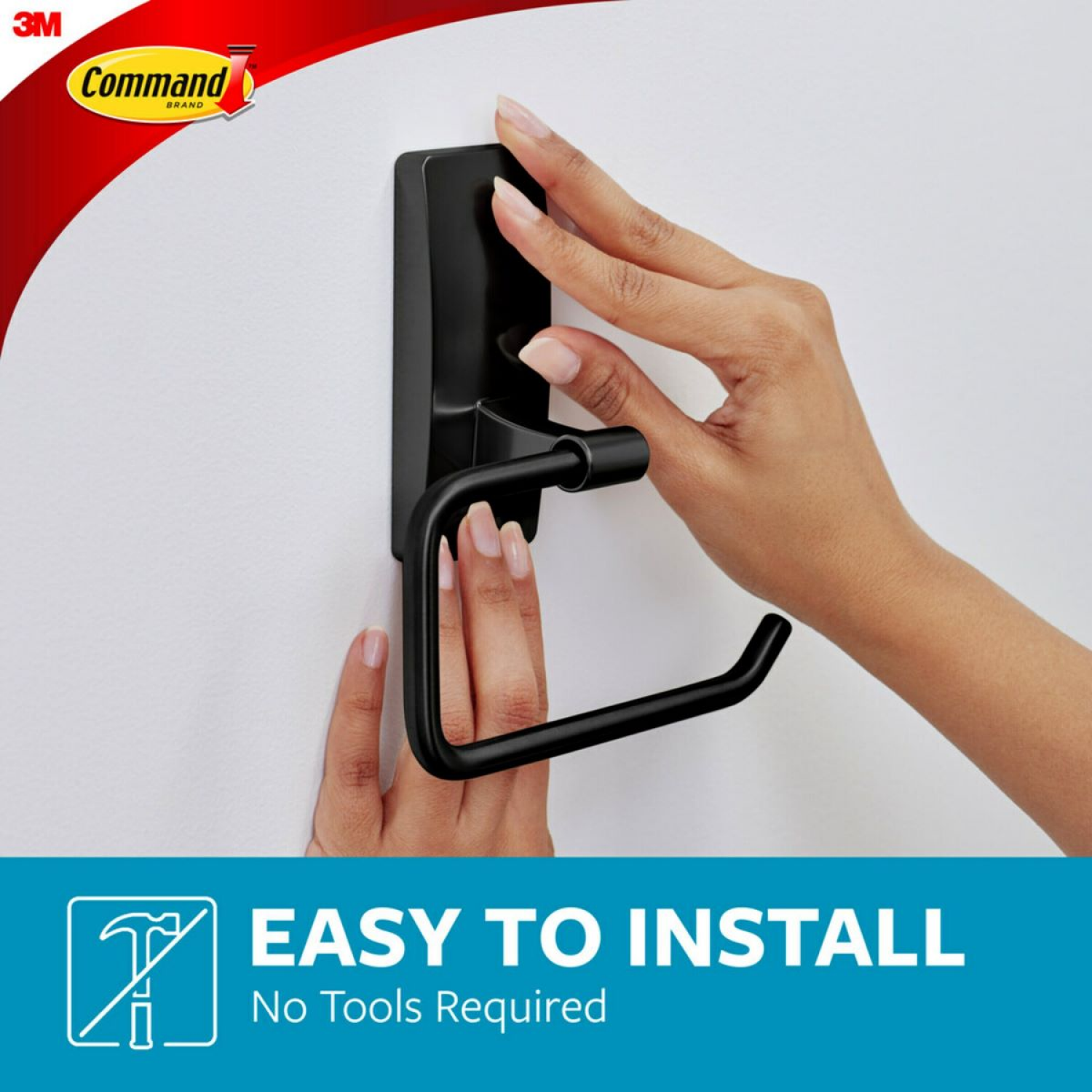 slide 2 of 3, 3M Command Bath Toilet Paper Holder Matte Black, 1 ct