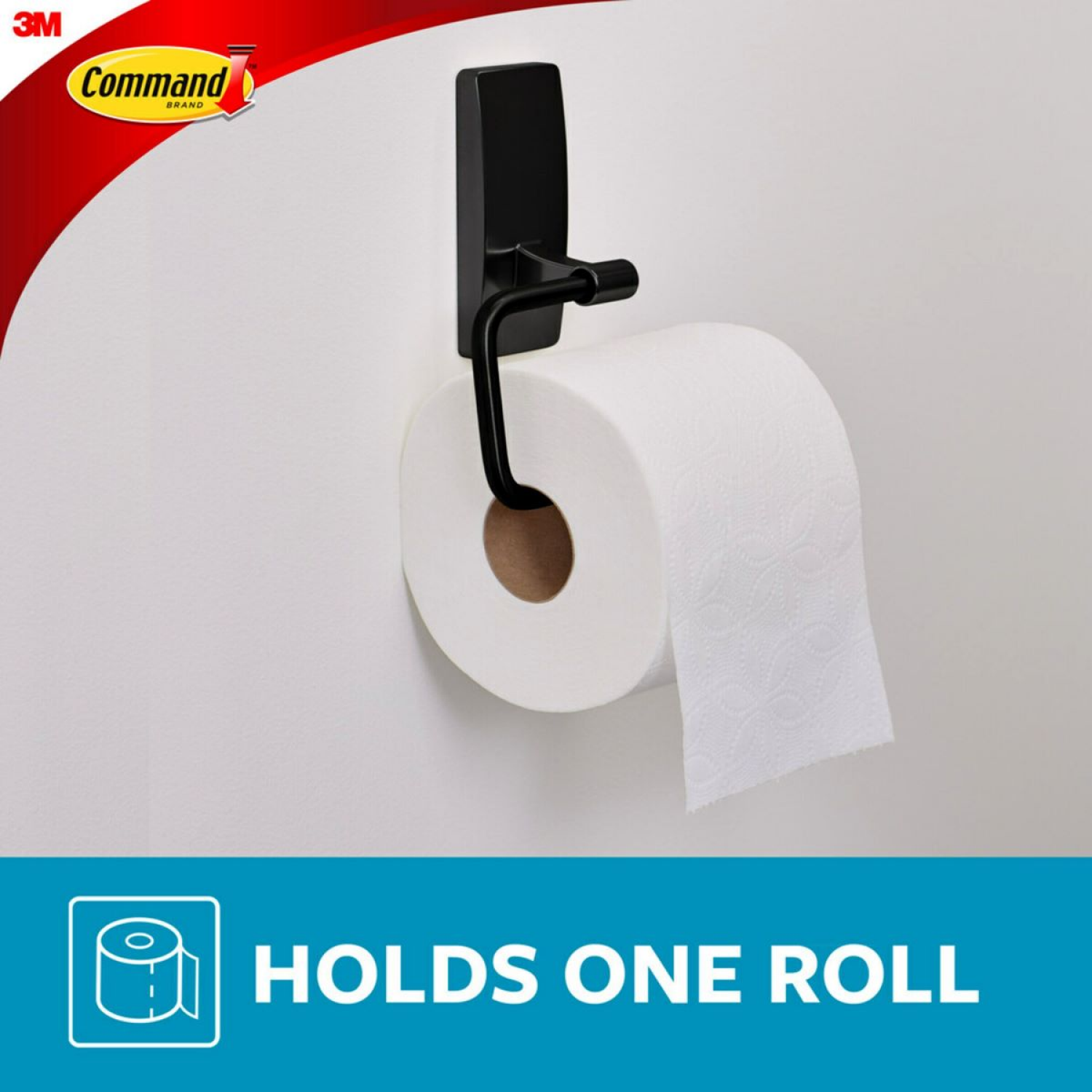 slide 3 of 3, 3M Command Bath Toilet Paper Holder Matte Black, 1 ct