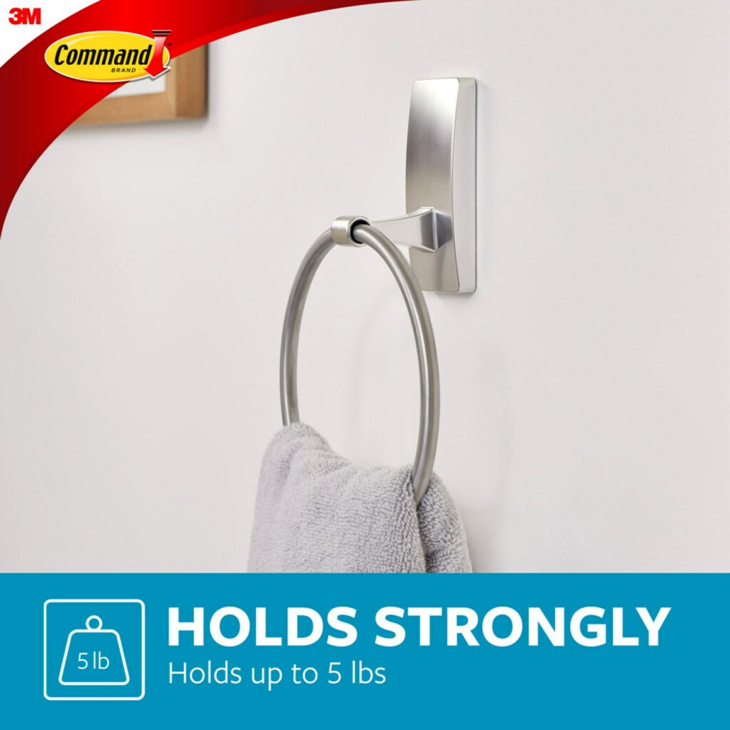 slide 3 of 4, 3M Command Bath Towel Ring Satin Nickel, 1 ct