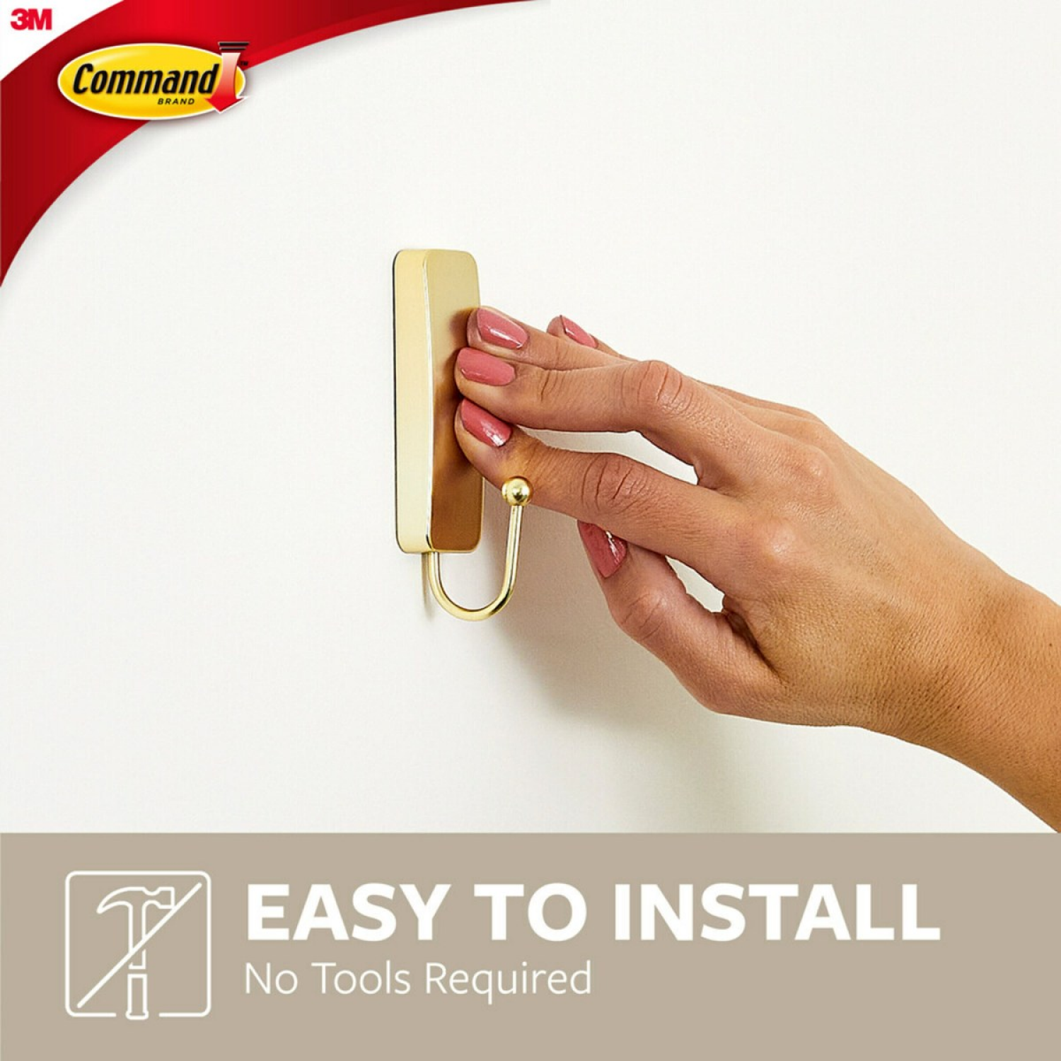 slide 2 of 4, 3M Command Medium Satin Brass Hook, 1 ct