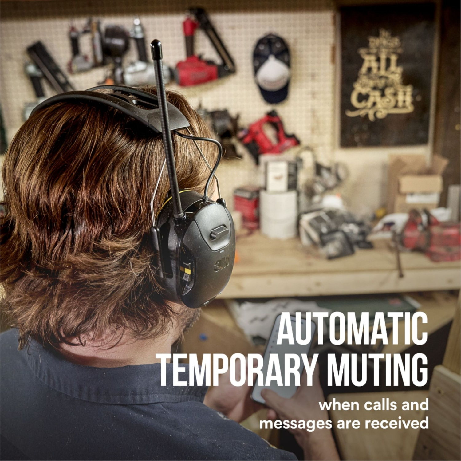 slide 4 of 4, 3M 3M WorkTunes Connect + AM/FM Wireless Hearing Protector with Bluetooth Technology, 90572-DC, 3/Case, 1 ct