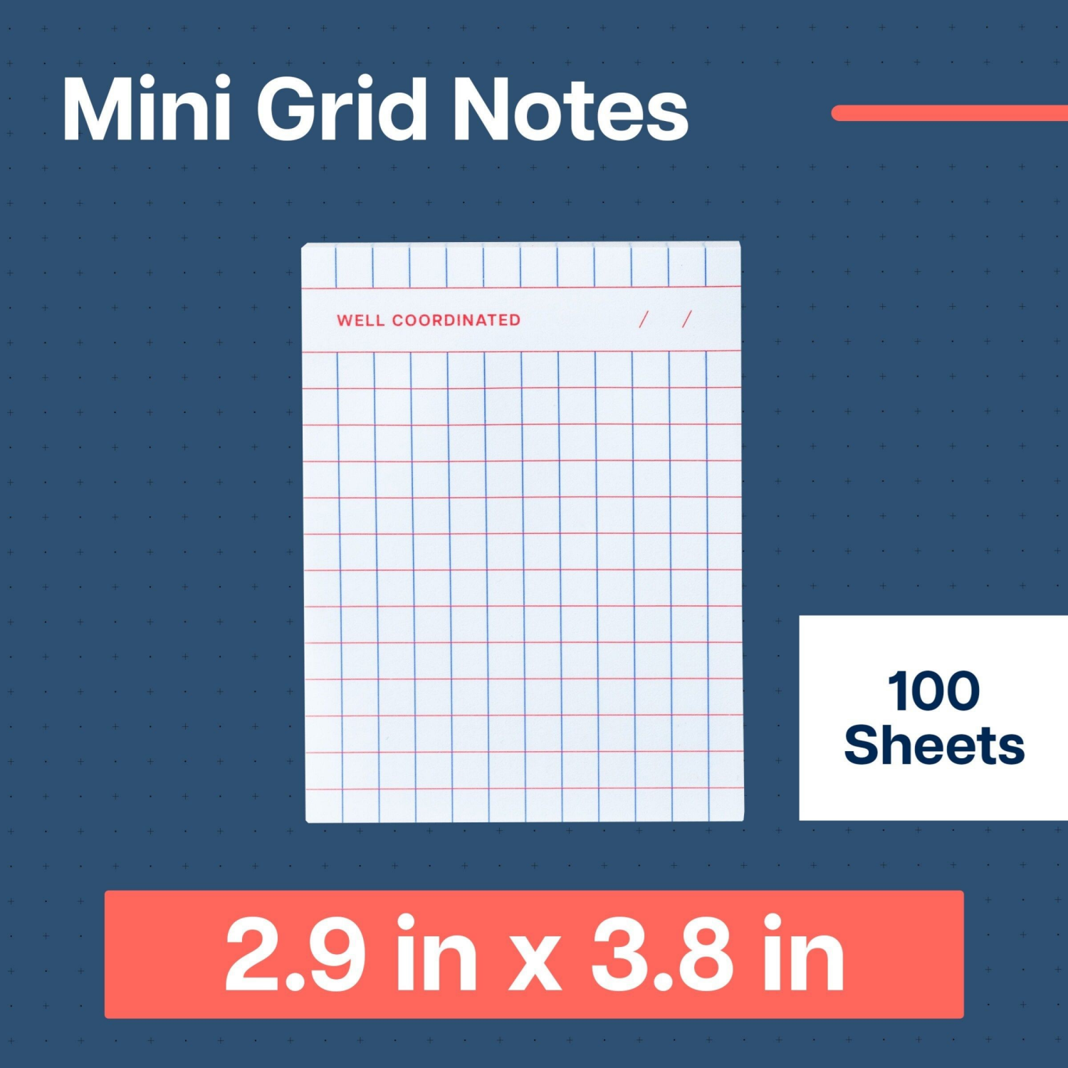 slide 2 of 3, 3M Post-It® Noted Mini List Notes Grid Ntd11-34-2 2.9in X 3.8in (73.6mm X 96mm), 1 ct