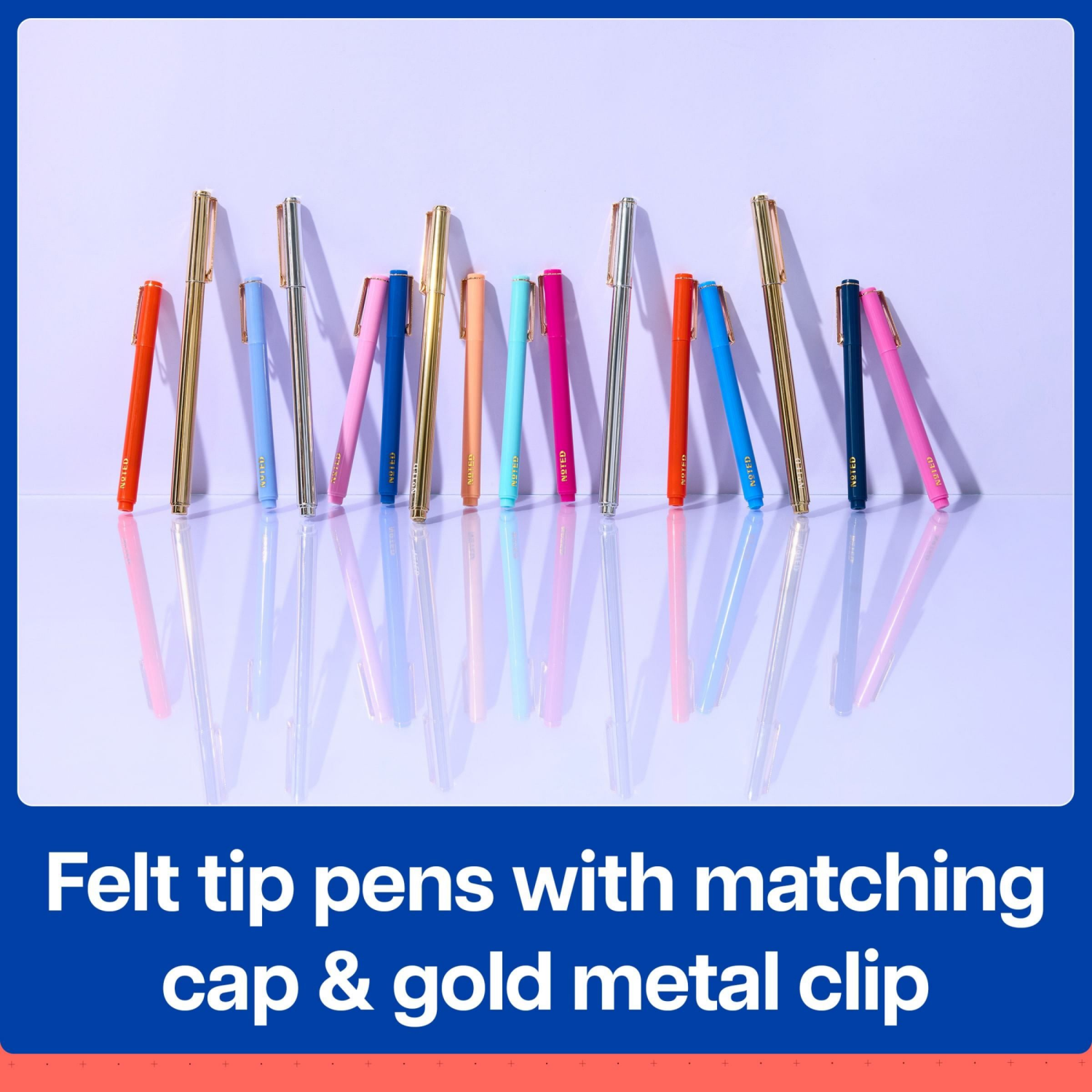 slide 3 of 3, 3M Post-It® Noted 5 Mini Felt Tip Pens In Shades Of Pink And Orange, 1 ct