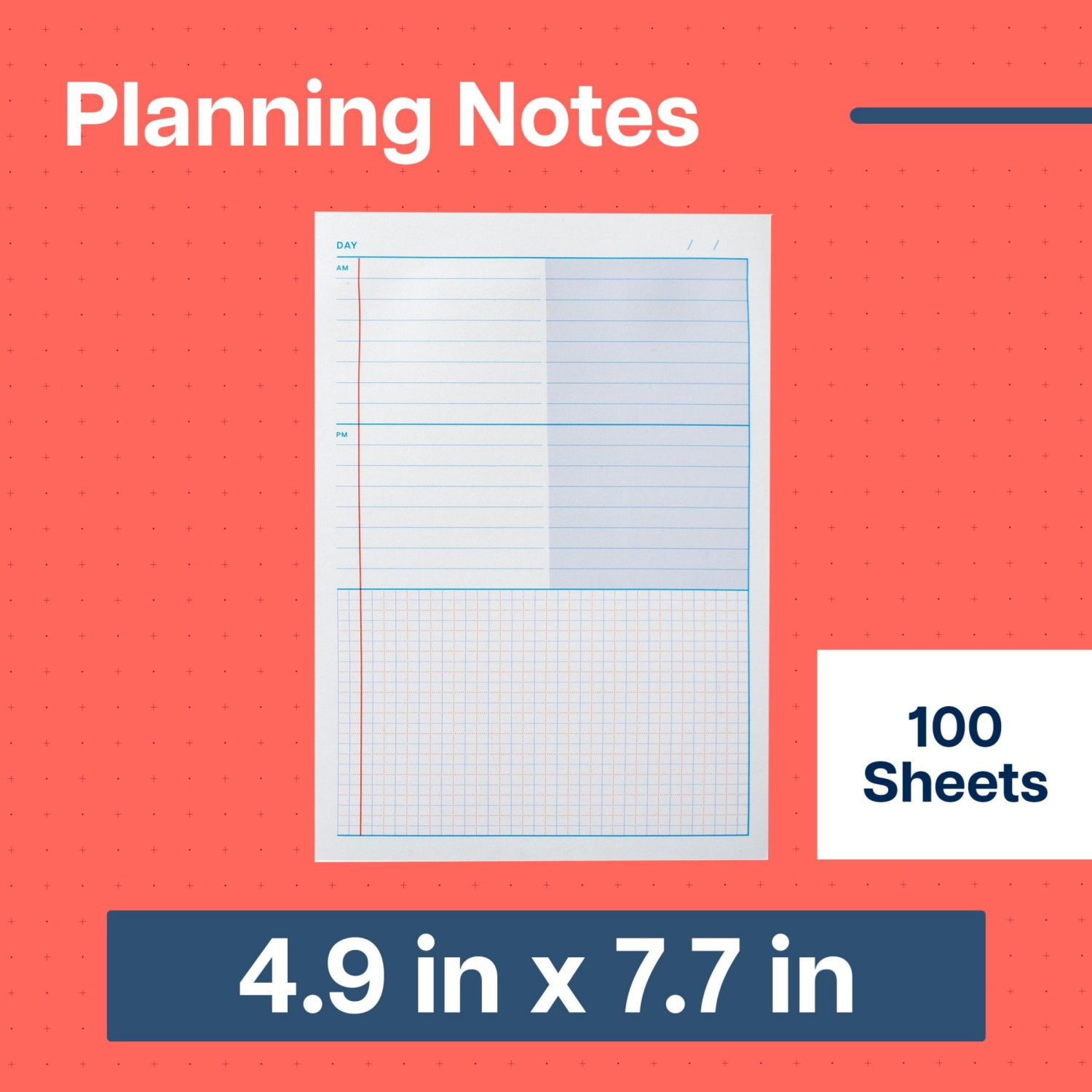 slide 4 of 4, 3M Post-It® Noted Planning Notes Ntd11-58-1, White Blue, 4.9in X 7.7in (124.4mm X 195mm), 1 ct