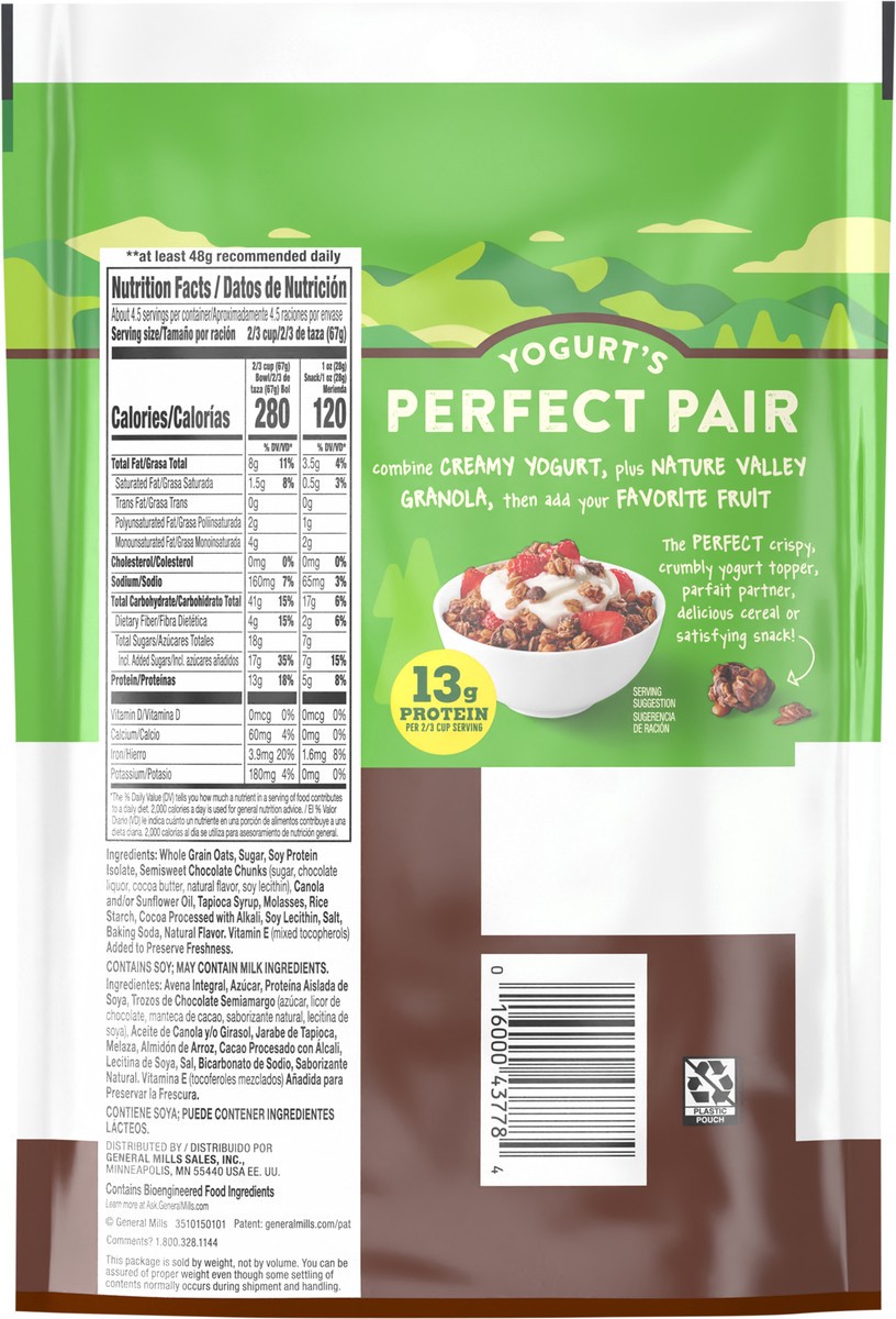 slide 6 of 13, Nature Valley Protein Granola, Oats and Dark Chocolate, Resealable Bag, 11 OZ, 11 oz