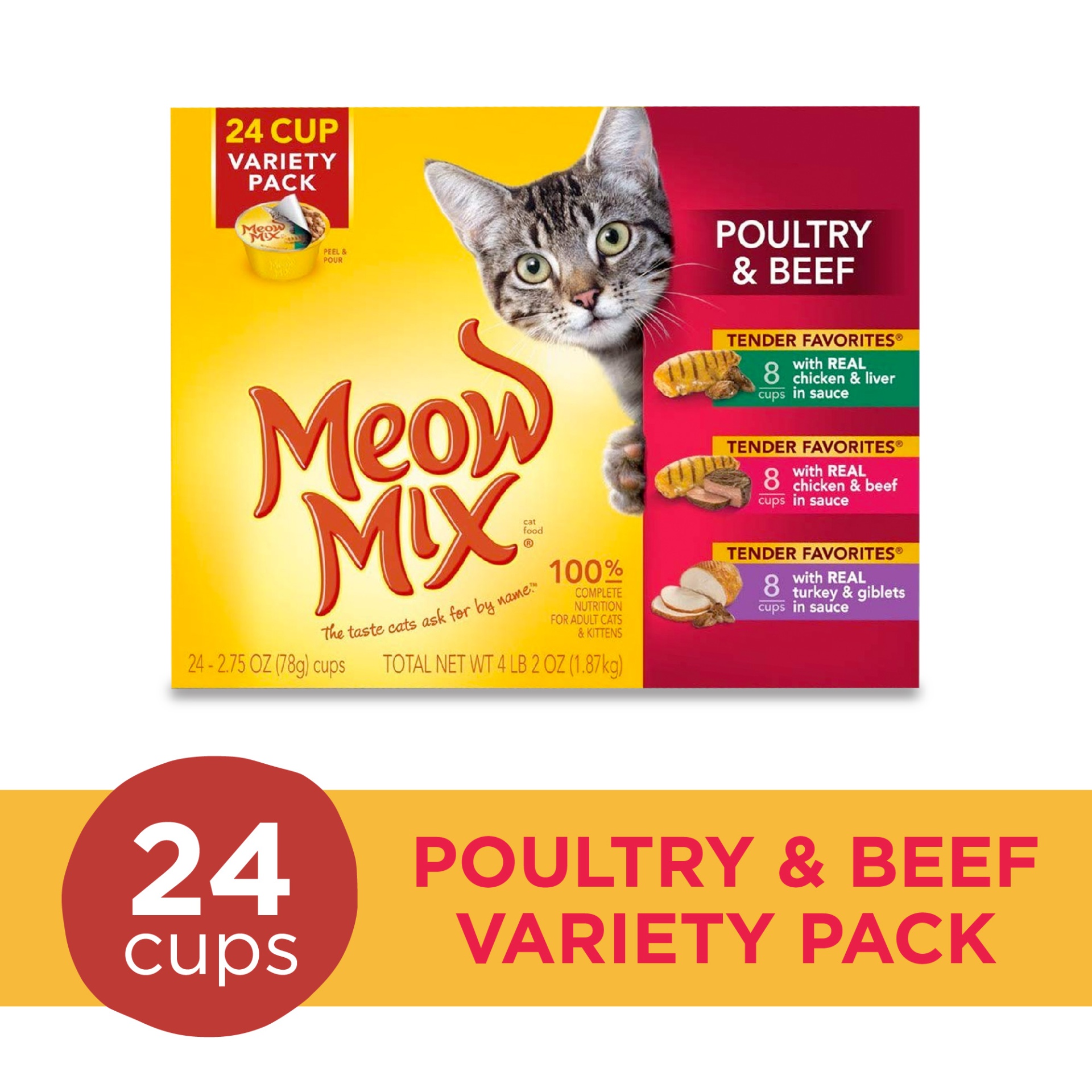 slide 1 of 1, Meow Mix Wet Cat Food Variety, 24 pk; 66 oz