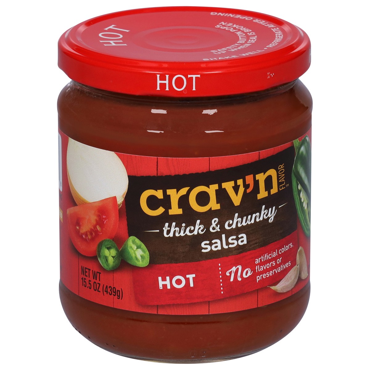 slide 5 of 9, Crav'n Flavor Cravn Hot Thick&Chunky Salsa, 15.5 oz