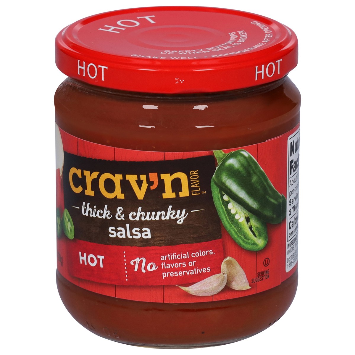 slide 4 of 9, Crav'n Flavor Cravn Hot Thick&Chunky Salsa, 15.5 oz