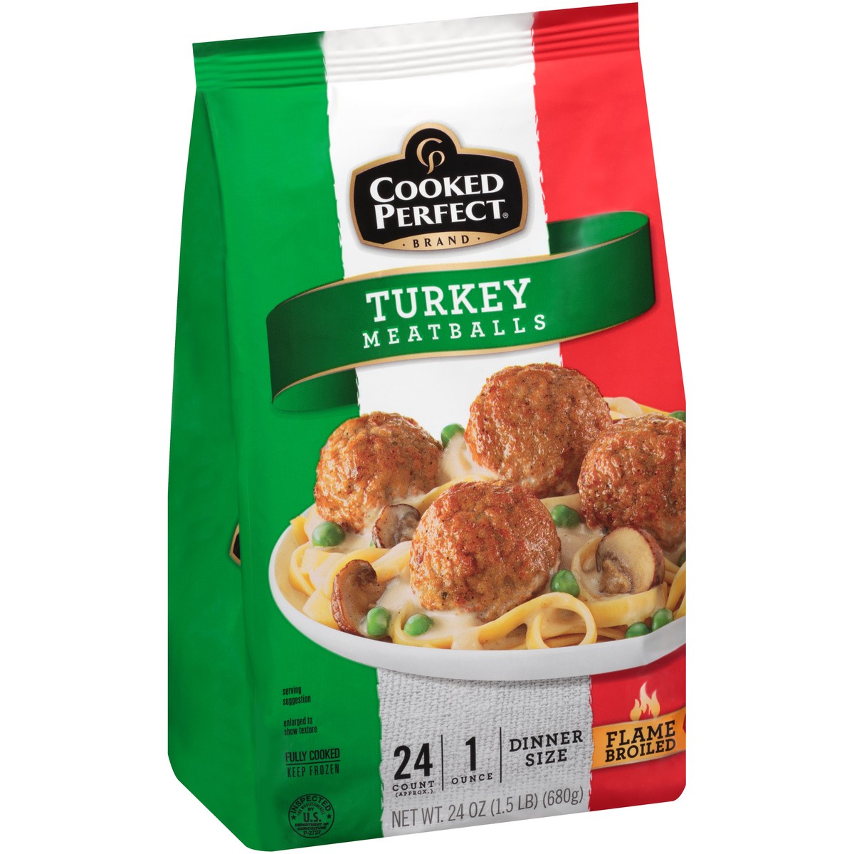 slide 5 of 9, Cooked Perfect® frozen turkey meatballs, 24 oz