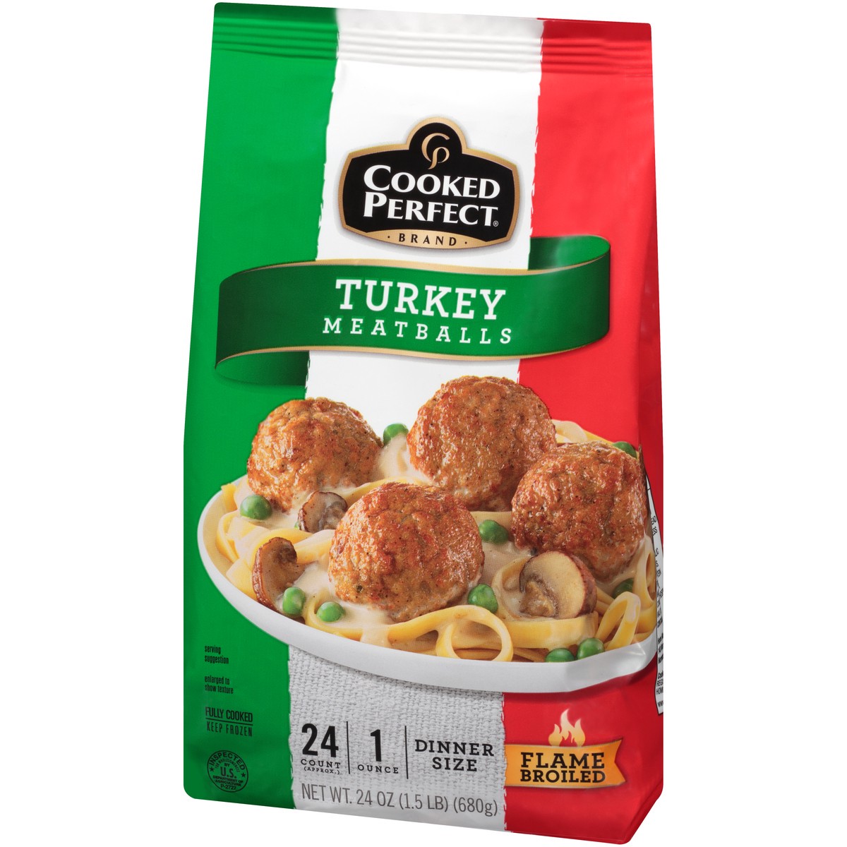 slide 6 of 9, Cooked Perfect® frozen turkey meatballs, 24 oz