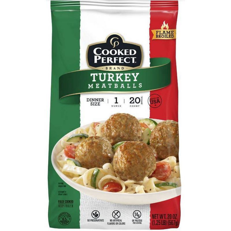 slide 1 of 9, Cooked Perfect® frozen turkey meatballs, 24 oz