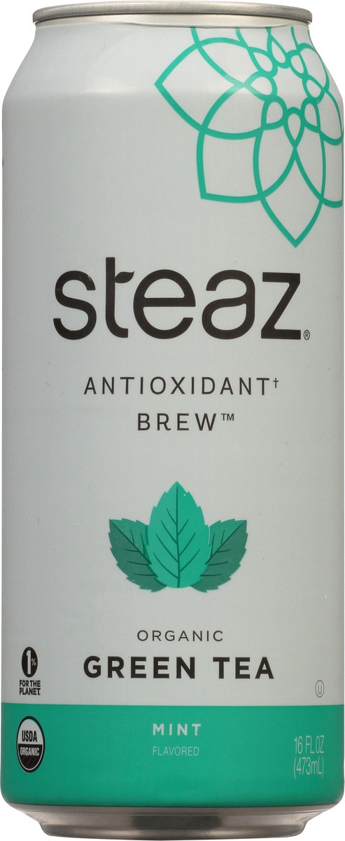 slide 1 of 1, Steaz Iced Green Tea Organic Lightly Sweetened Mint - 16 Fl. Oz., 16 fl oz