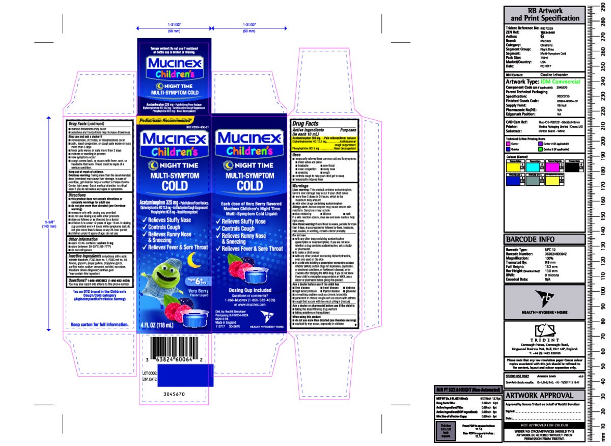 slide 6 of 8, Mucinex Children's Multi-Symptom Nighttime Cold Liquid, Very Berry Flavor, 4 Ounce (Packaging May Vary), 4 oz