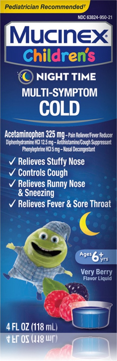 slide 2 of 8, Mucinex Children's Multi-Symptom Nighttime Cold Liquid, Very Berry Flavor, 4 Ounce (Packaging May Vary), 4 oz