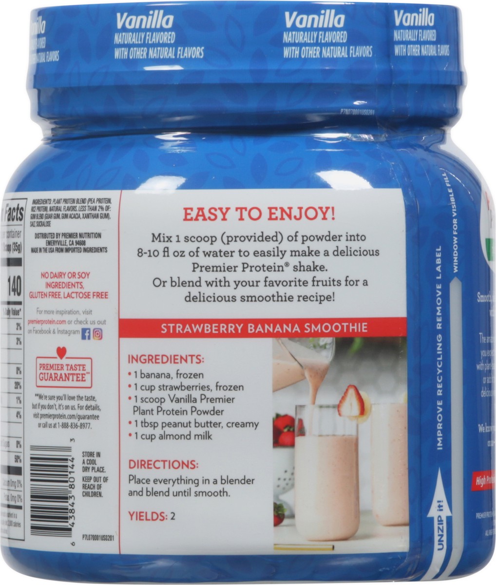 slide 5 of 9, Premier Protein Plant Protein Vanilla Protein Powder 18.6 oz, 18.6 oz
