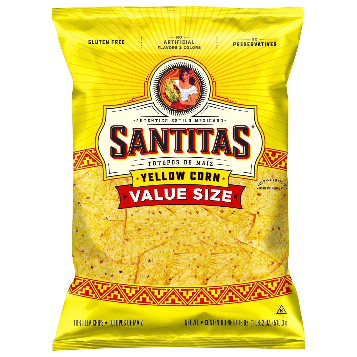 slide 1 of 1, Santitas Tortilla Chips Yellow 18oz - 18 Oz, 18 oz