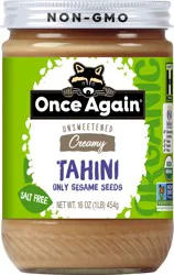 Once Again Tahini Spread Organic Unsweetend & Salt Free - 16 Oz