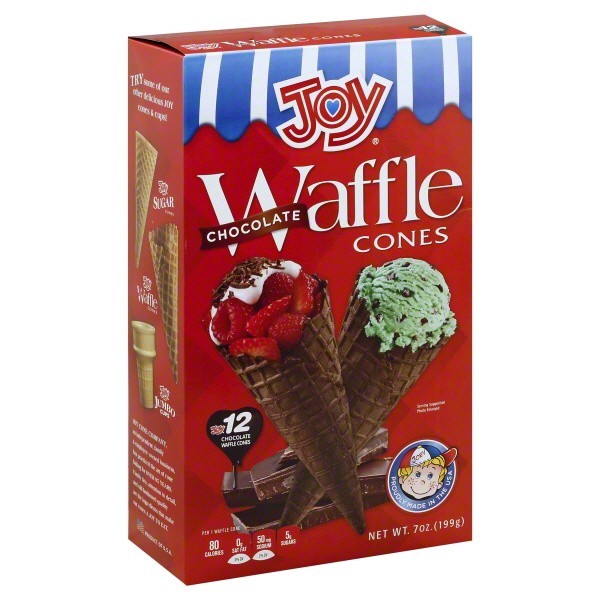 slide 1 of 2, Joy Chocolate Waffle Cones, 12 ct