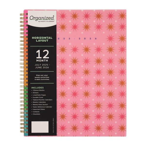 slide 8 of 10, 2025-2026 Organized by Happy Planner Monthly/Weekly Big Happy Planner, 8-1/2"" x 11"", Riso Pop, July 2025 To June 2026, PT0006B011, 1 ct
