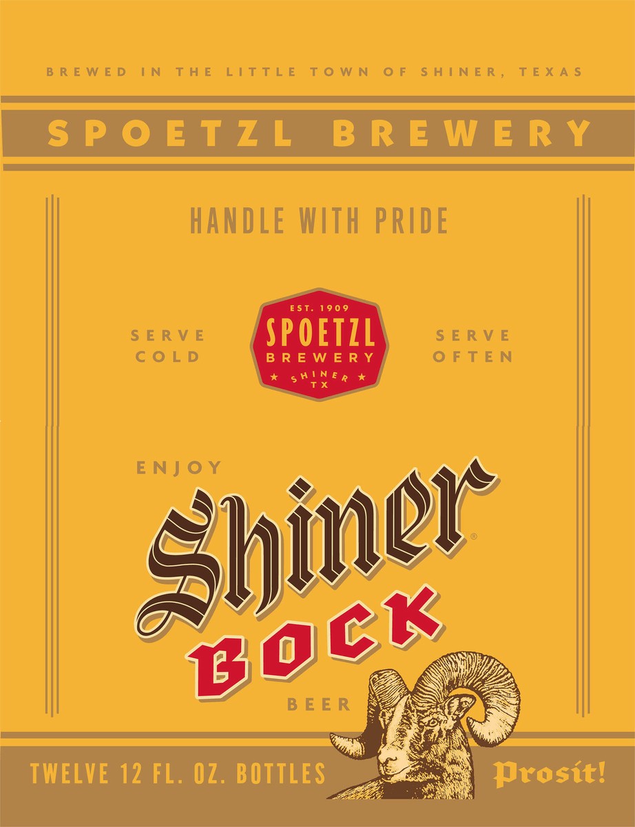 slide 2 of 8, Shiner Beer Shiner Bock Beer, Shiner Craft Beer, 12 Pack, 12 fl oz Bottles, 4.4% ABV, 141 Calories, 12.4g Carbs, 12 ct; 12 fl oz