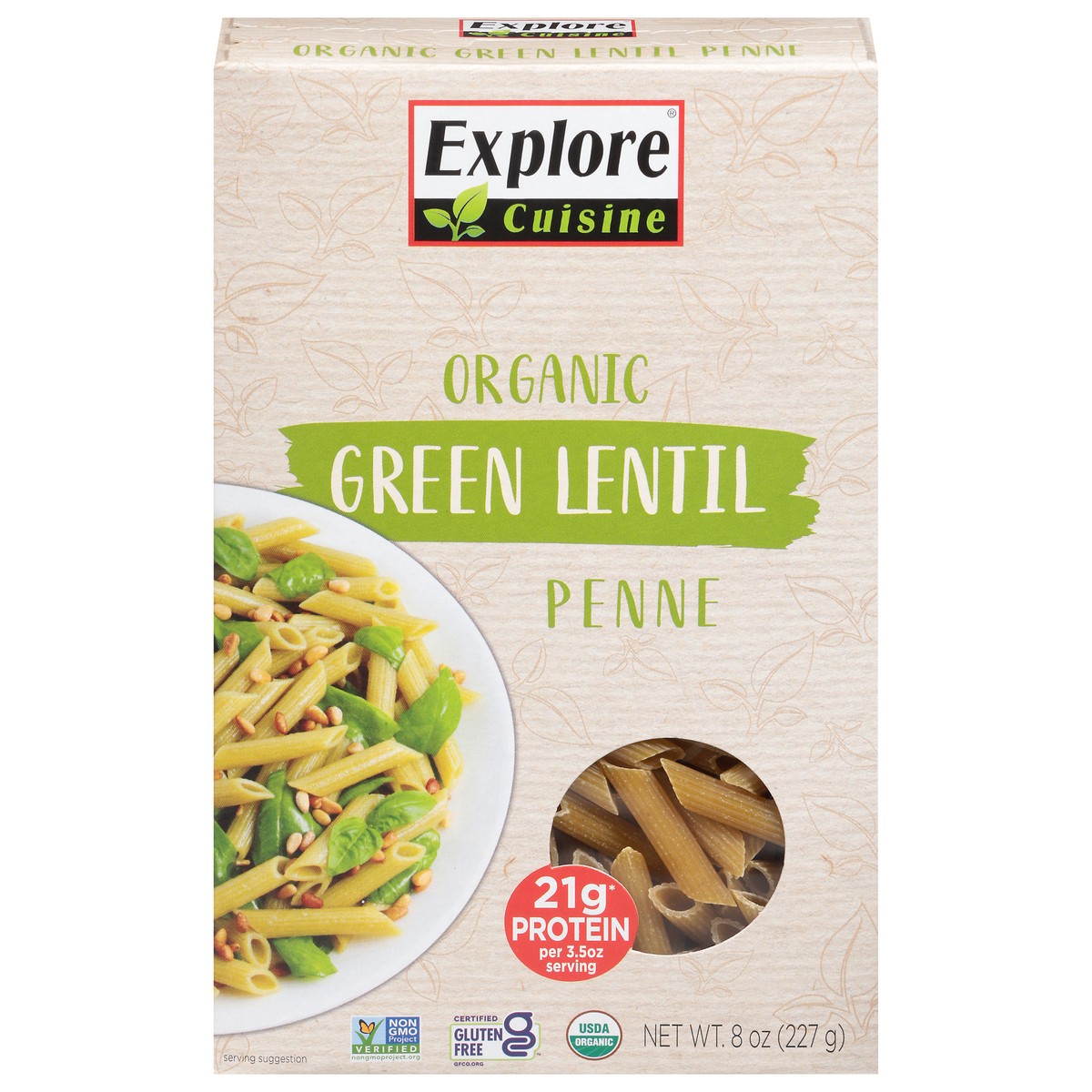 slide 1 of 9, Explore Cuisine Organic Green Lentil Penne 8 oz, 1 ct