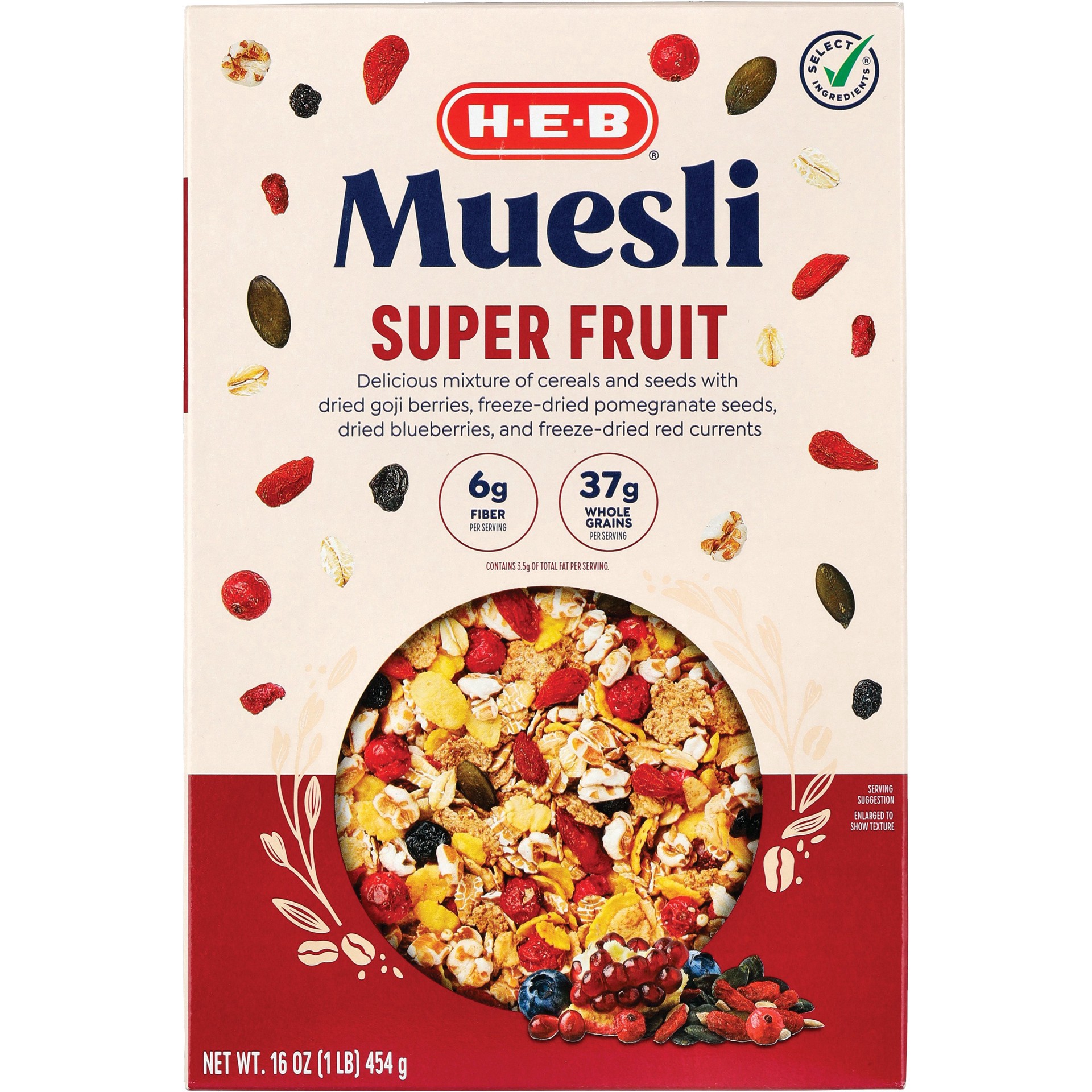 slide 1 of 1, H-E-B Super Fruit Muesli, 16 oz