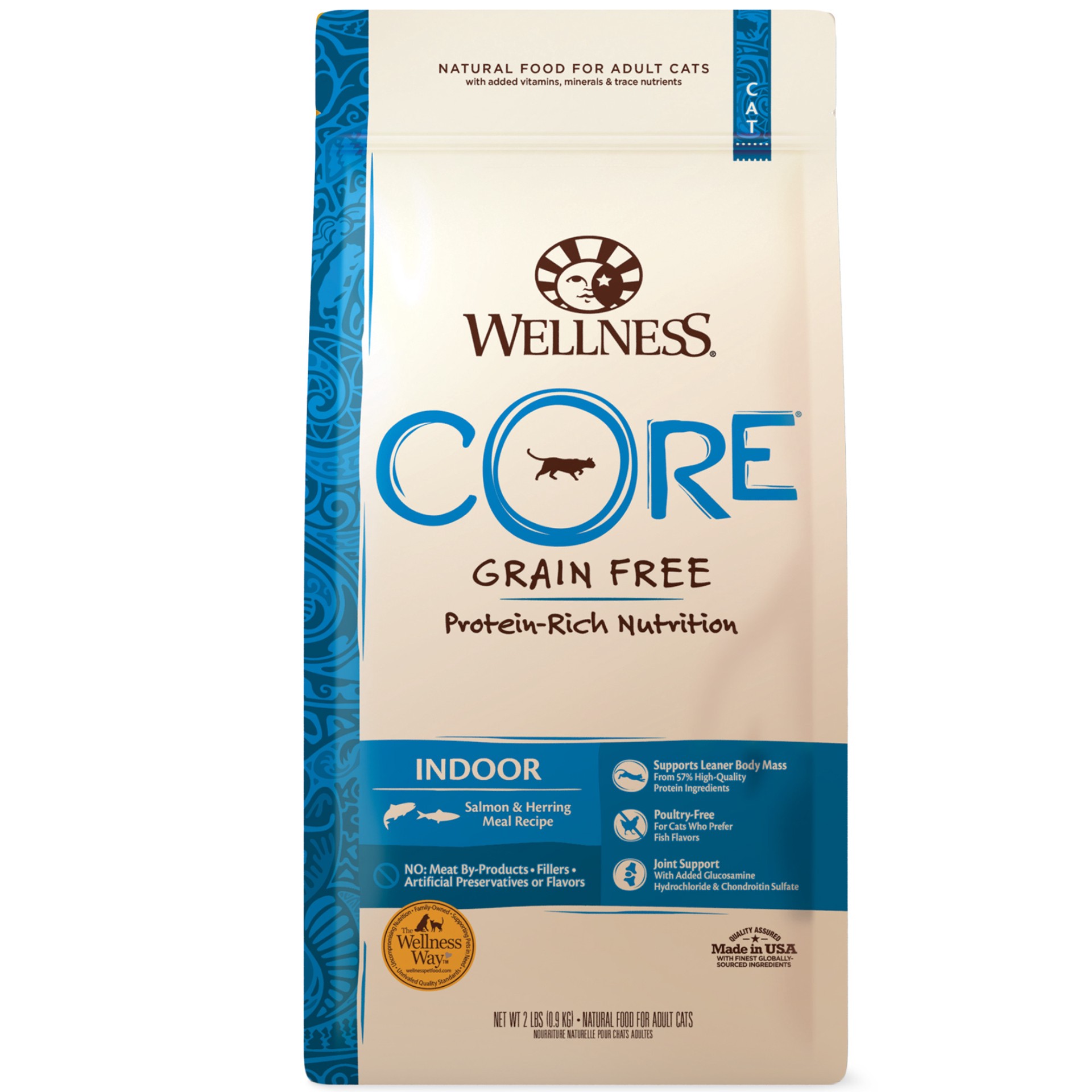 slide 1 of 5, Wellness CORE Grain-Free Indoor Salmon & Herring Meal Recipe Dry Cat Food, 2 Pound Bag, 2 lb