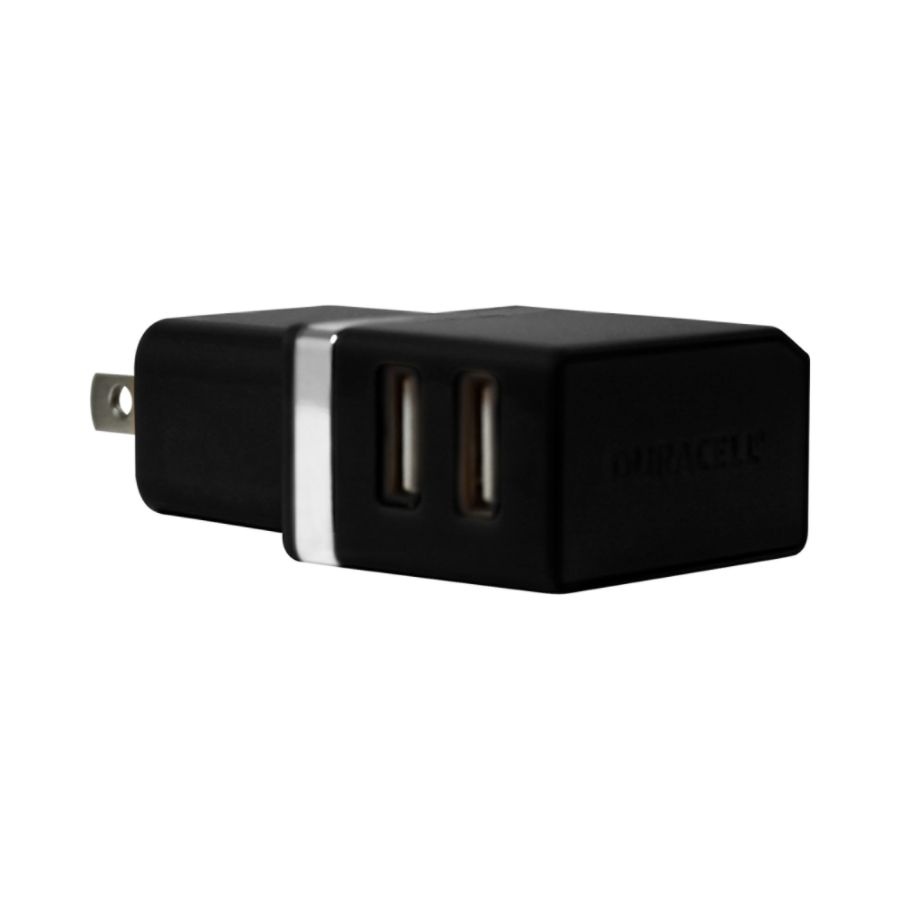 slide 4 of 5, Duracell Dual Usb Wall Charger, Metallic Black, 1 ct
