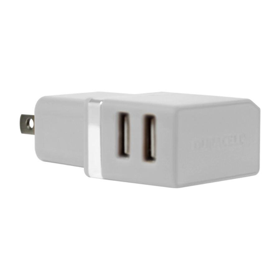 slide 4 of 5, Duracell Dual Usb Wall Charger, Metallic White, 1 ct