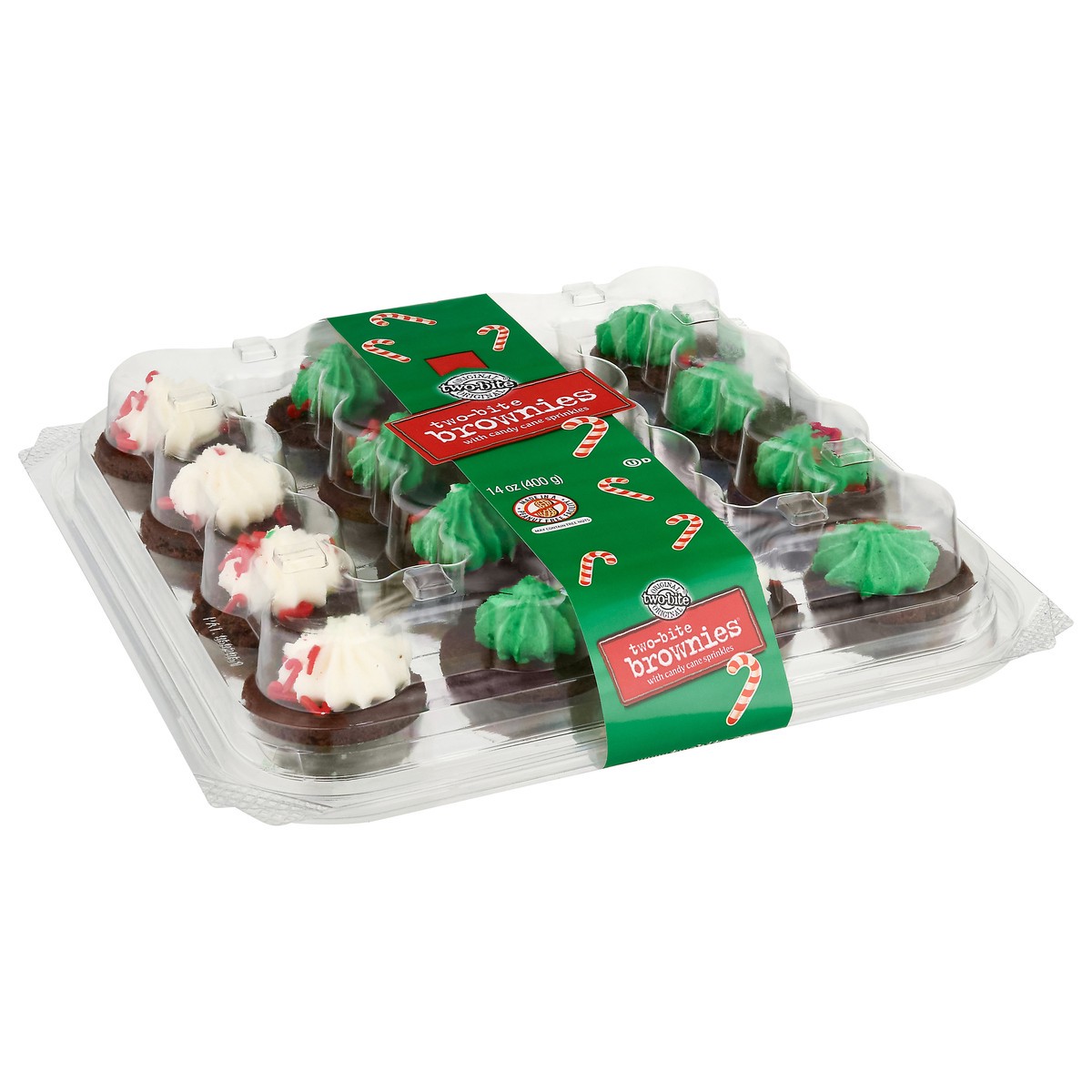 slide 2 of 13, two-bite Original Brownies with Candy Cane Sprinkles 14 oz, 14 oz