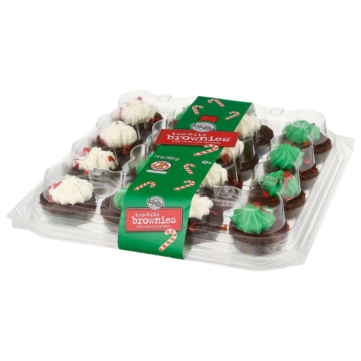 slide 4 of 13, two-bite Original Brownies with Candy Cane Sprinkles 14 oz, 14 oz