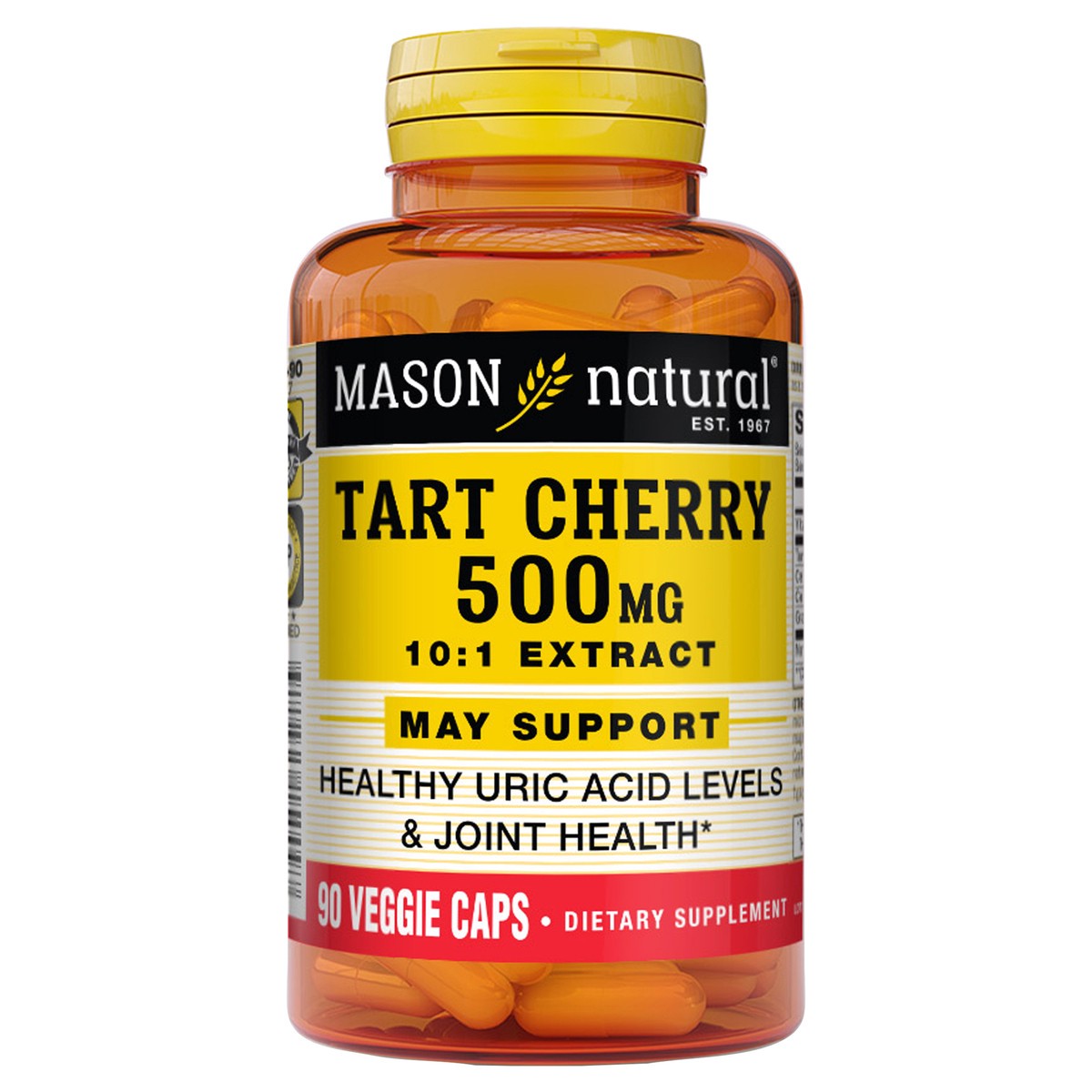 slide 3 of 9, Mason Natural Tart Cherry 500 mg 10:1 Extract Veggie Caps - Supports Healthy Uric Acid Levels & Joint Health*, 90 Capsules, 90 ct