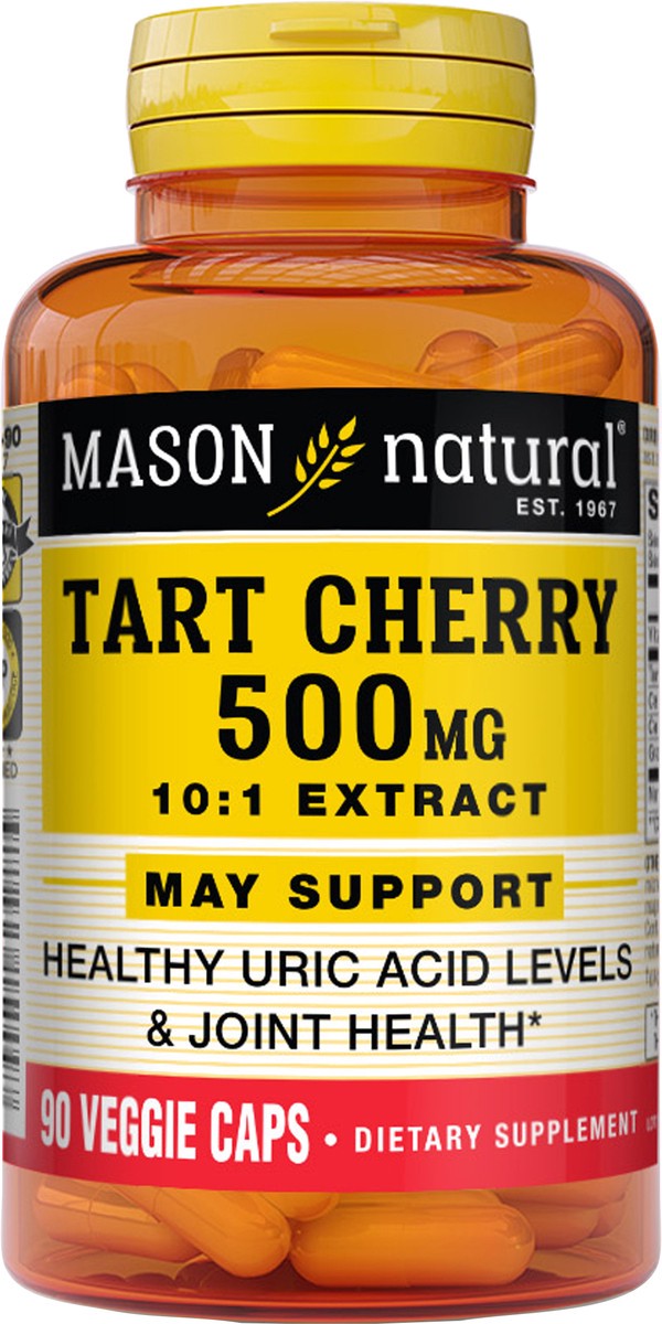 slide 6 of 9, Mason Natural Tart Cherry 500 mg 10:1 Extract Veggie Caps - Supports Healthy Uric Acid Levels & Joint Health*, 90 Capsules, 90 ct