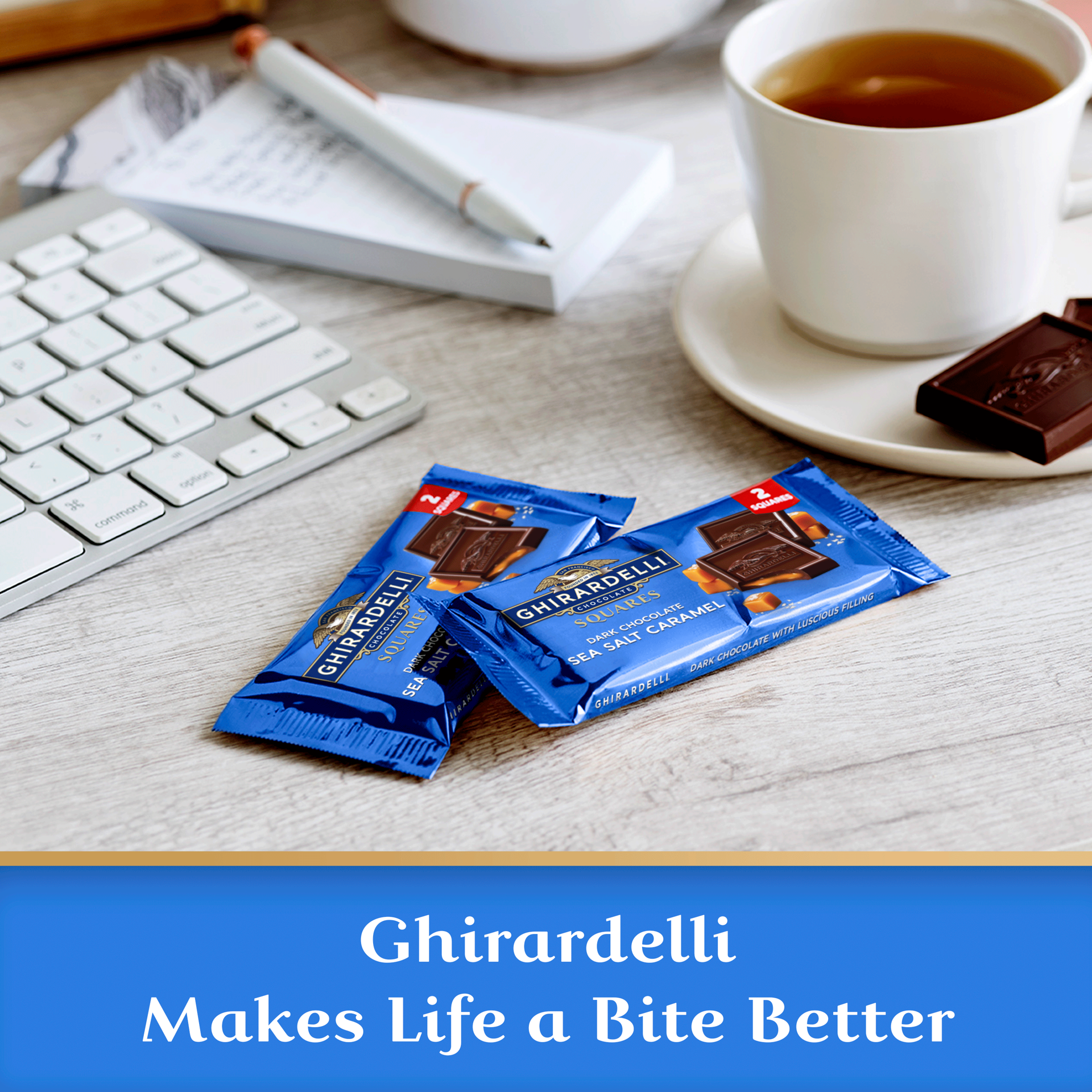 slide 3 of 8, Ghirardelli Drk Choc Sea Salt Cml 2 Squa - 1 oz, 1 oz