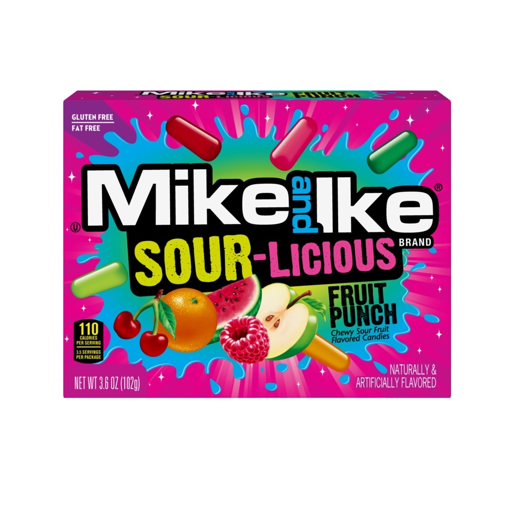 slide 1 of 1, MIKE AND IKE Fruit Punch Sour-Licious Chewy Candies, 3.6 oz