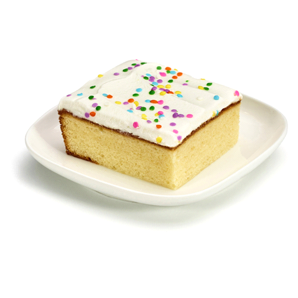 slide 1 of 1, Cake Slice Square White Cake Vanilla Icing, 6.3 oz