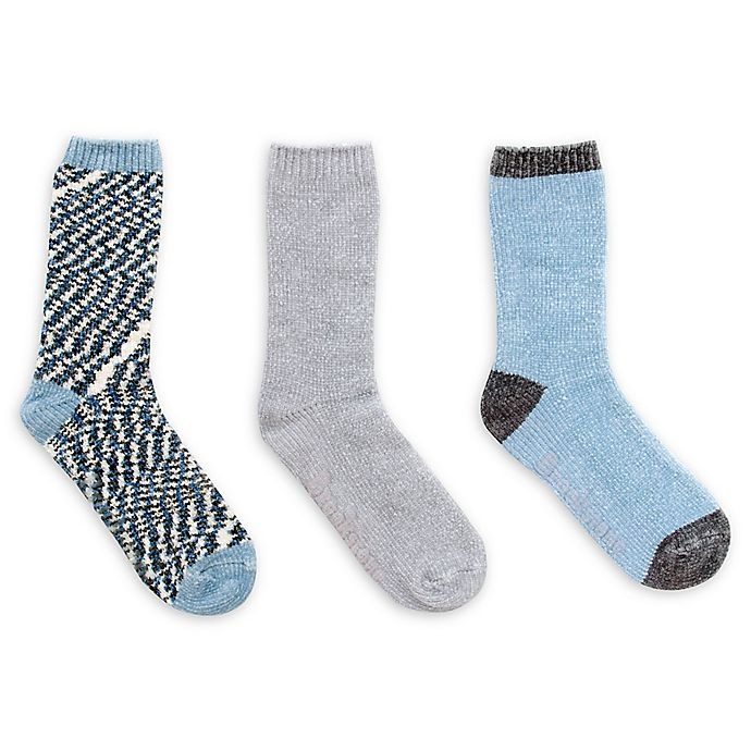 Brookstone Women's Nap Socks - Grey/Blue 3 ct | Shipt
