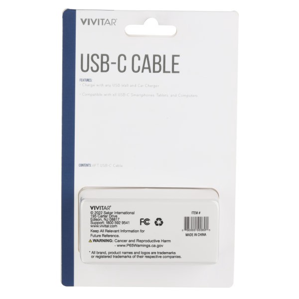 slide 2 of 2, Vivitar Usb-A To Usb-C Cable, 6', Black, Nil4006-Blk-Stk-24, 1 ct