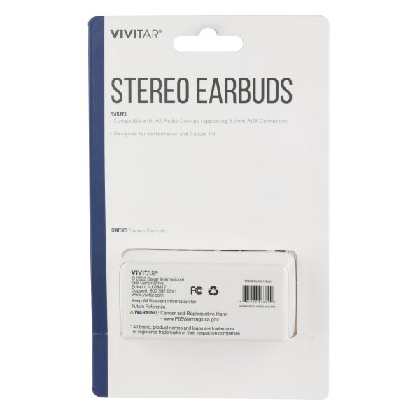 slide 2 of 2, Vivitar Wired Stereo Earbuds, Black, Nil8001, 1 ct