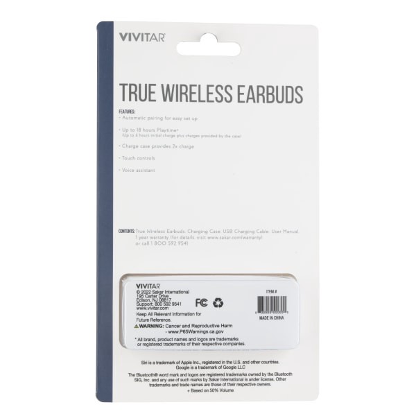slide 2 of 2, Vivitar True Wireless Bluetooth Earbuds, Black, 1 ct