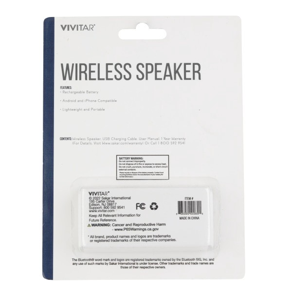 slide 2 of 2, Vivitar Wireless Bluetooth Speaker, White, Nil8004-Wht-Stk-24, 1 ct