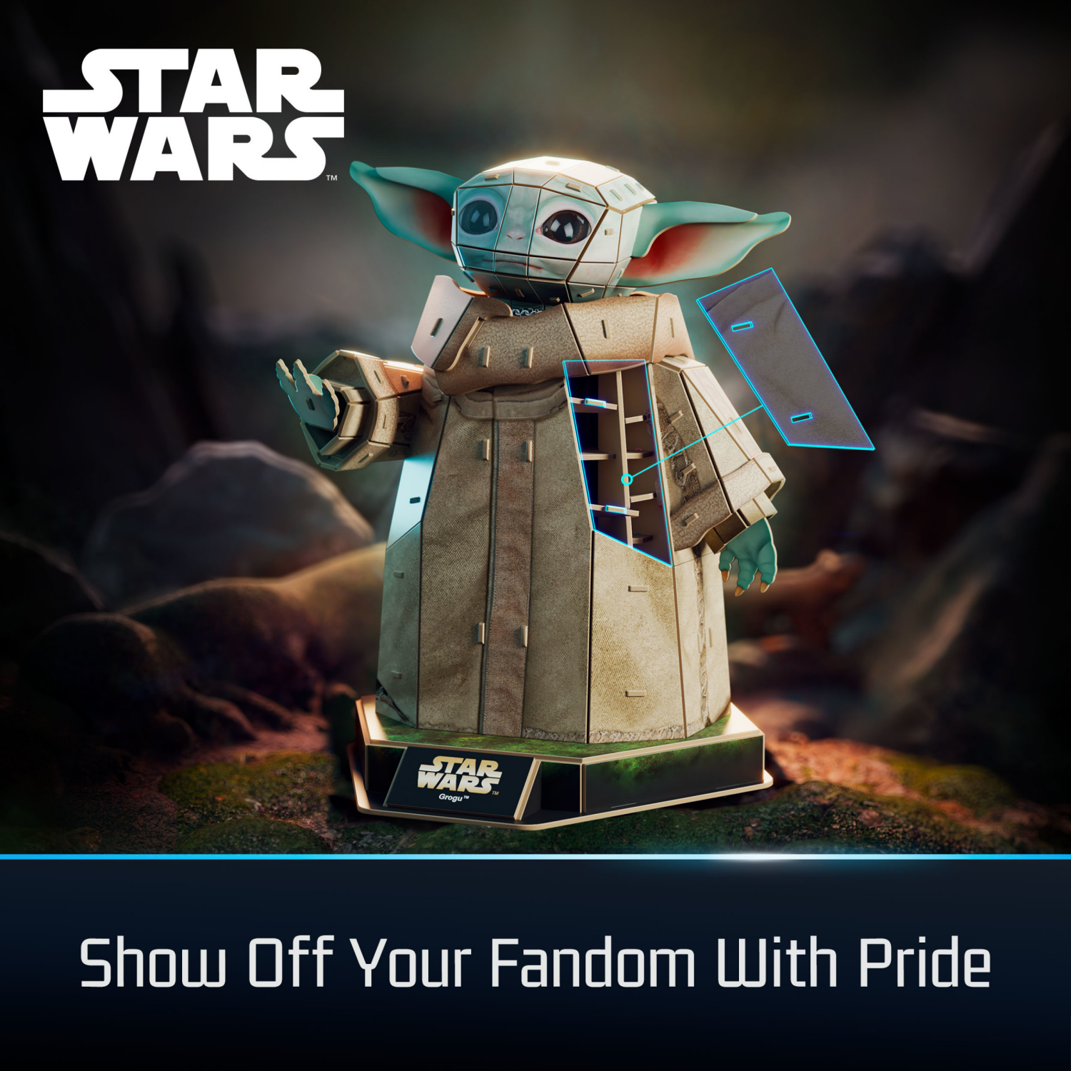 slide 3 of 5, 4D Build, Star Wars Grogu 3D Puzzle Model Kit, 1 ct