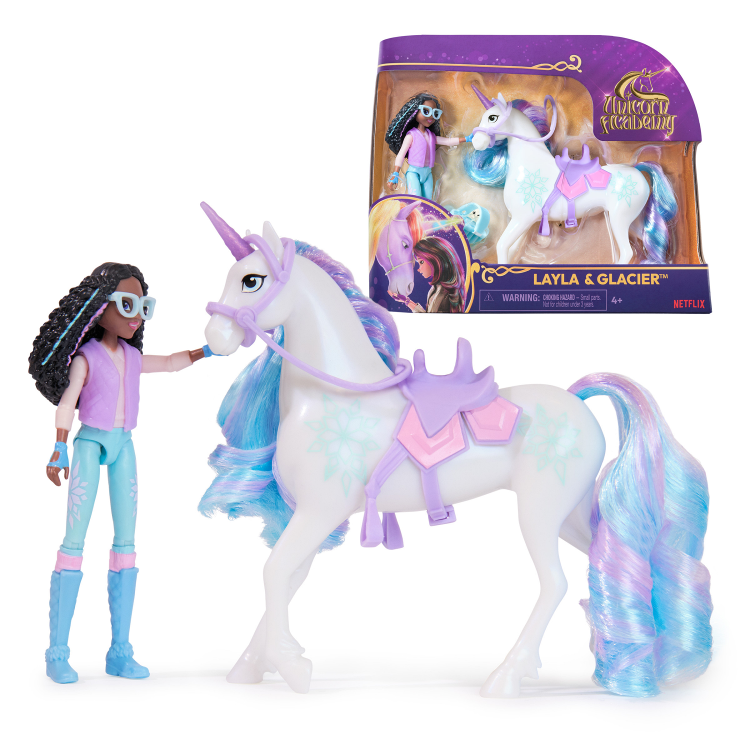 slide 2 of 8, Unicorn Academy, Caracter and Unicorn Set with 2 Riding Accessories & Hair Styling Tool, Dolls & Unicorn Toys for Girls Ages 4 and up (Styles will Vary), 1 ct