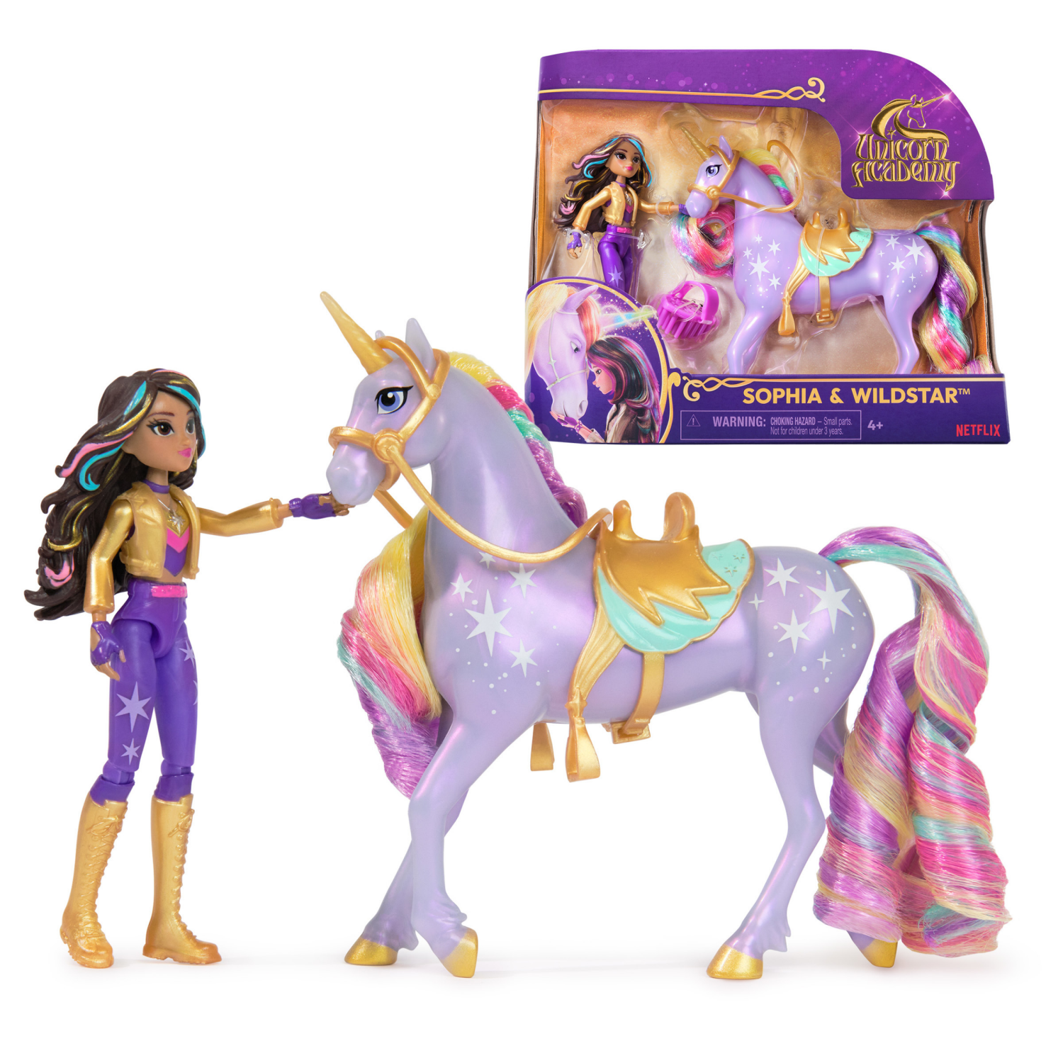 slide 5 of 8, Unicorn Academy, Caracter and Unicorn Set with 2 Riding Accessories & Hair Styling Tool, Dolls & Unicorn Toys for Girls Ages 4 and up (Styles will Vary), 1 ct