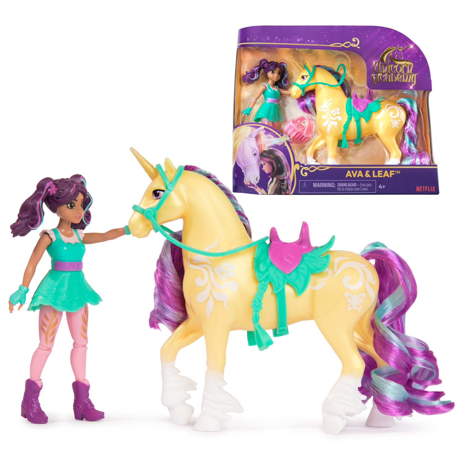 slide 1 of 8, Unicorn Academy, Caracter and Unicorn Set with 2 Riding Accessories & Hair Styling Tool, Dolls & Unicorn Toys for Girls Ages 4 and up (Styles will Vary), 1 ct