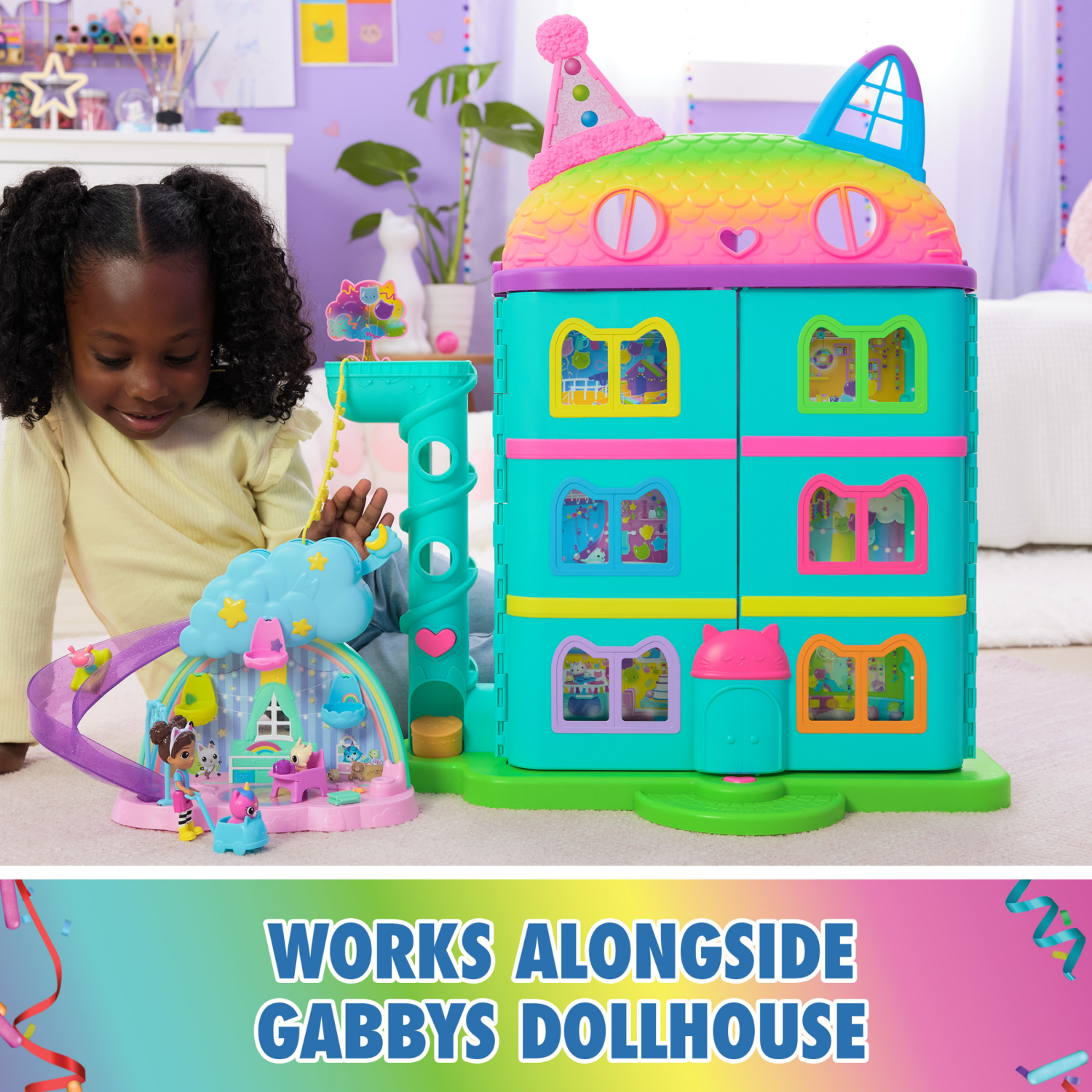 slide 2 of 8, Gabbys Dollhouse, Kitty Care Ear Purrfect Playroom 17pc Playset with 4 Toy Figures 1 Set, 17 ct