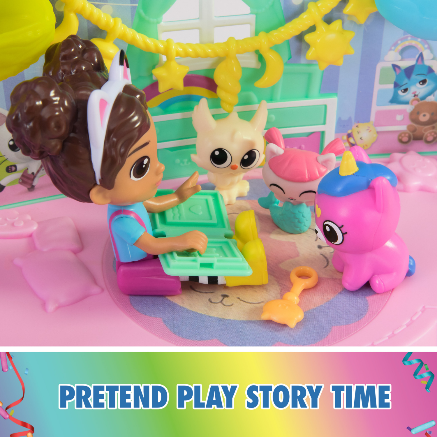 slide 3 of 8, Gabbys Dollhouse, Kitty Care Ear Purrfect Playroom 17pc Playset with 4 Toy Figures 1 Set, 17 ct