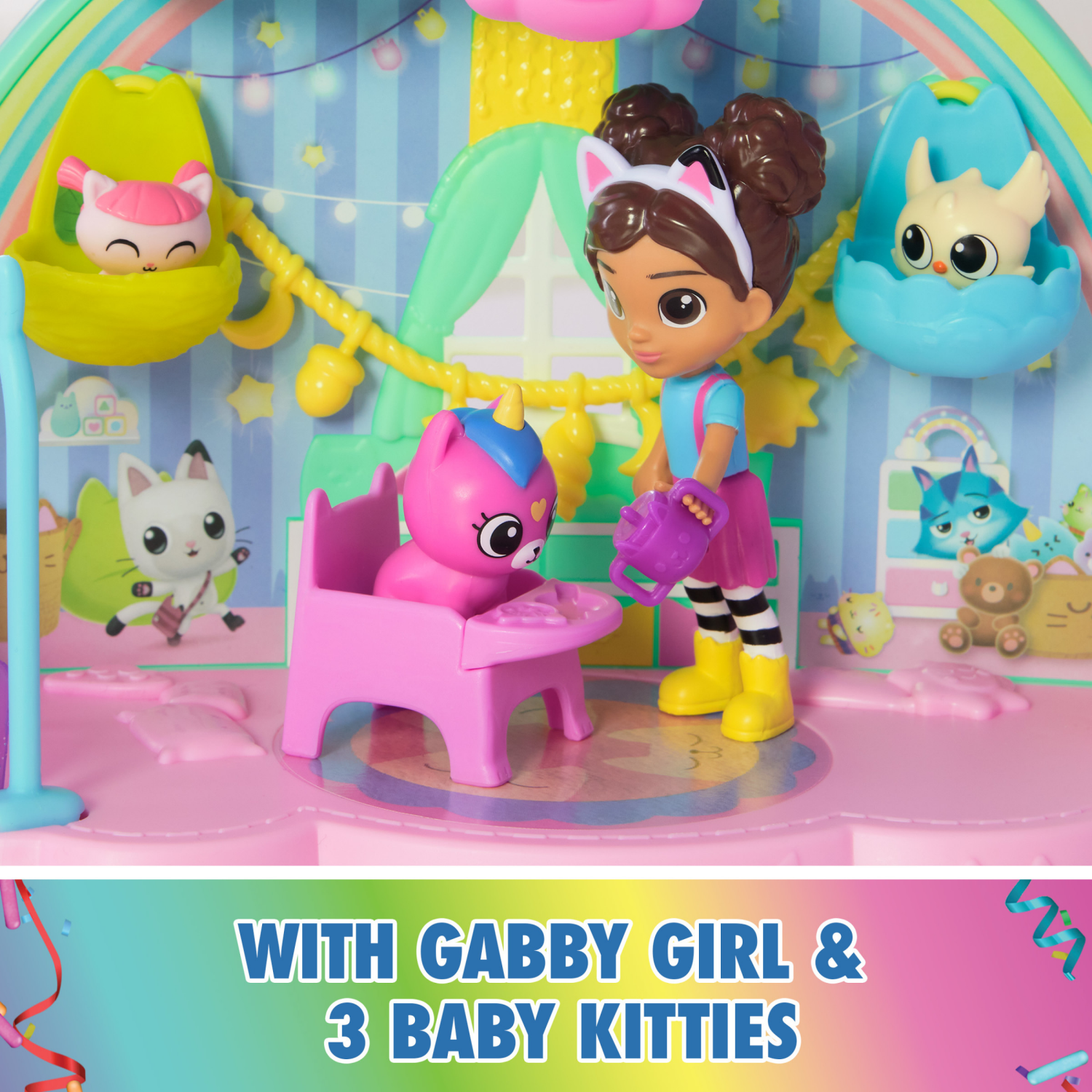 slide 4 of 8, Gabbys Dollhouse, Kitty Care Ear Purrfect Playroom 17pc Playset with 4 Toy Figures 1 Set, 17 ct