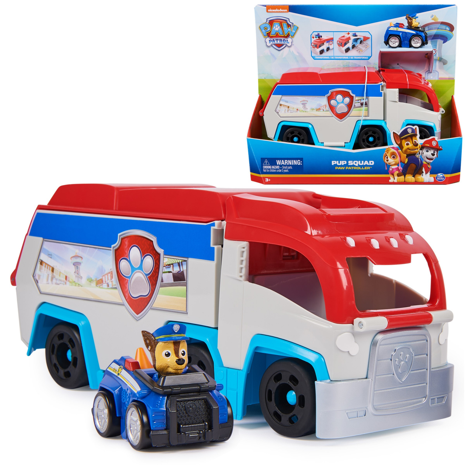 slide 1 of 7, PAW Patrol: Pup Squad Patroller Team Vehicle, Toy Truck with Collectible PAW Patrol Chase Toy Car, Kids Toys for Boys & Girls Ages 3+, 1 ct