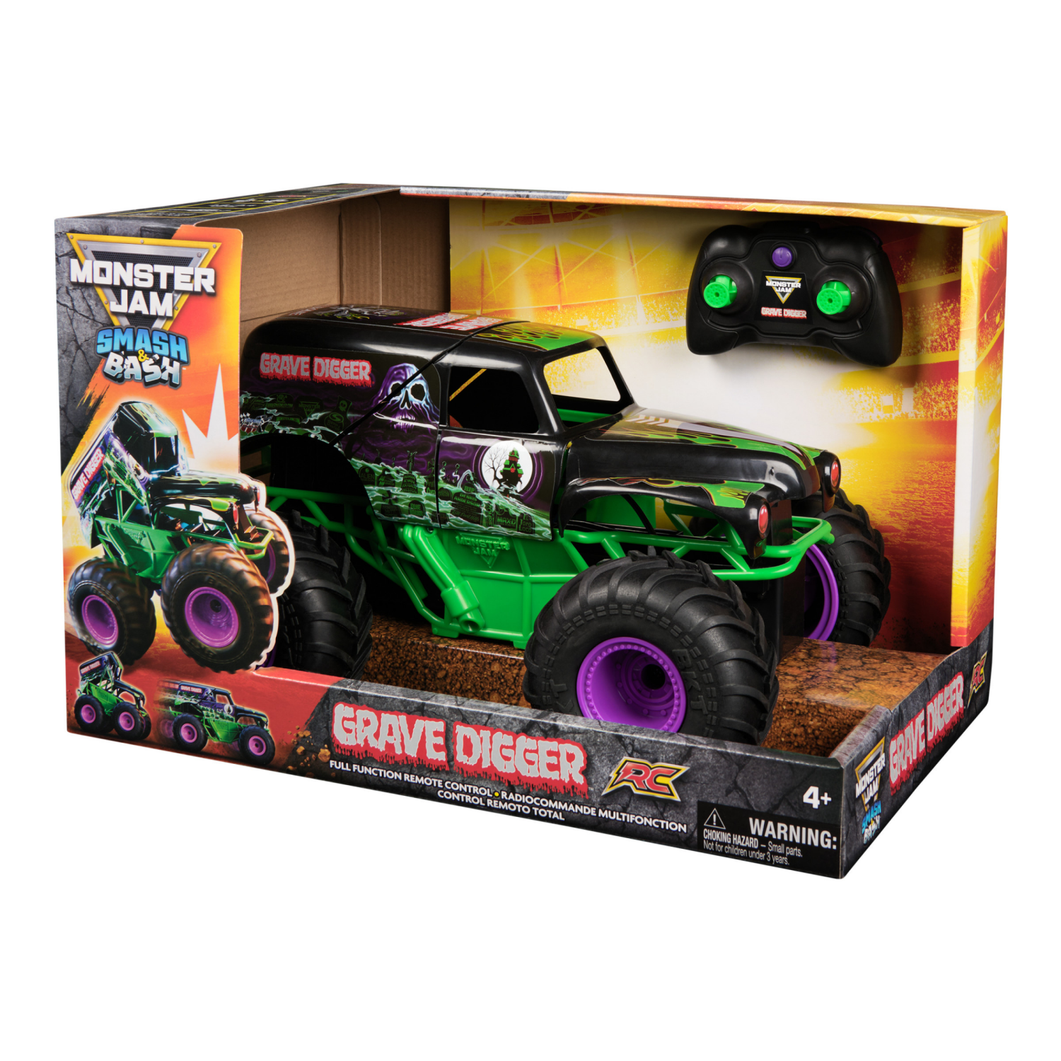 slide 4 of 6, Monster Jam Official Smash N Bash Grave Digger RC 1to15 Monster Truck, 1 Each, 1 ct